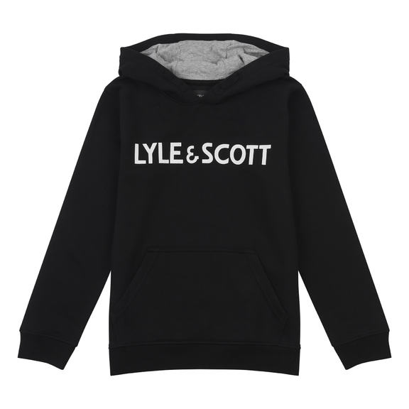 zwarte sweater logo jongens Lyle & Scott kinderen wintercollectie 2022 bij Kameleon in Balegem