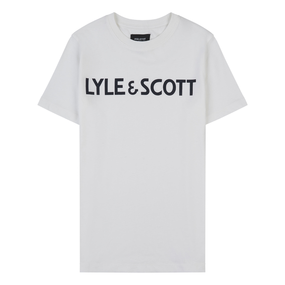 witte T-shirt logo jongens Lyle & Scott kinderen wintercollectie 2022 bij Kameleon in Balegem