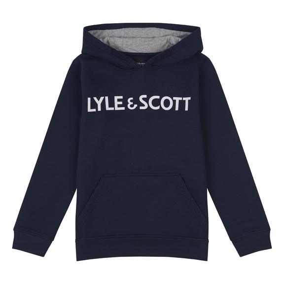 donkerblauwe sweater logo jongens Lyle & Scott kinderen wintercollectie 2022 bij Kameleon in Balegem