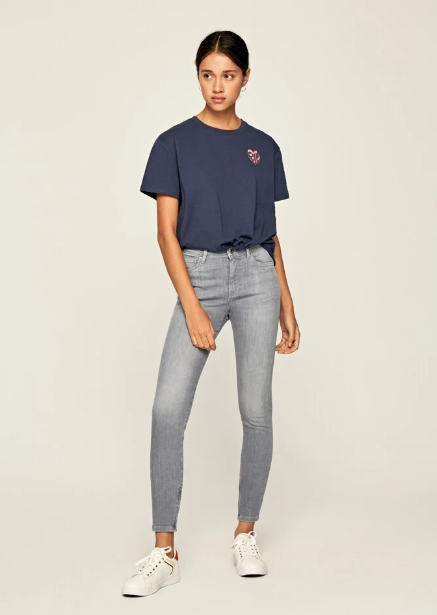 grijze jeans hoge taille dames Pepe Jeans zomercollectie 2021 bij Kameleon in Balegem