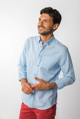 lichtblauw hemd effen heren zomercollectie 2023 Bronson bij Kameleon in Balegem