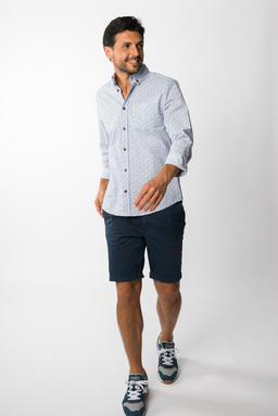 blauw hemd motief blauwe short heren zomercollectie 2023 Bronson bij Kameleon in Balegem
