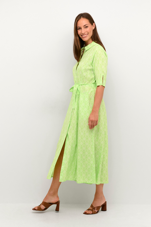 lang lichtgroen kleed print Cream dameskleding zomercollectie 2024 Kameleon Balegem